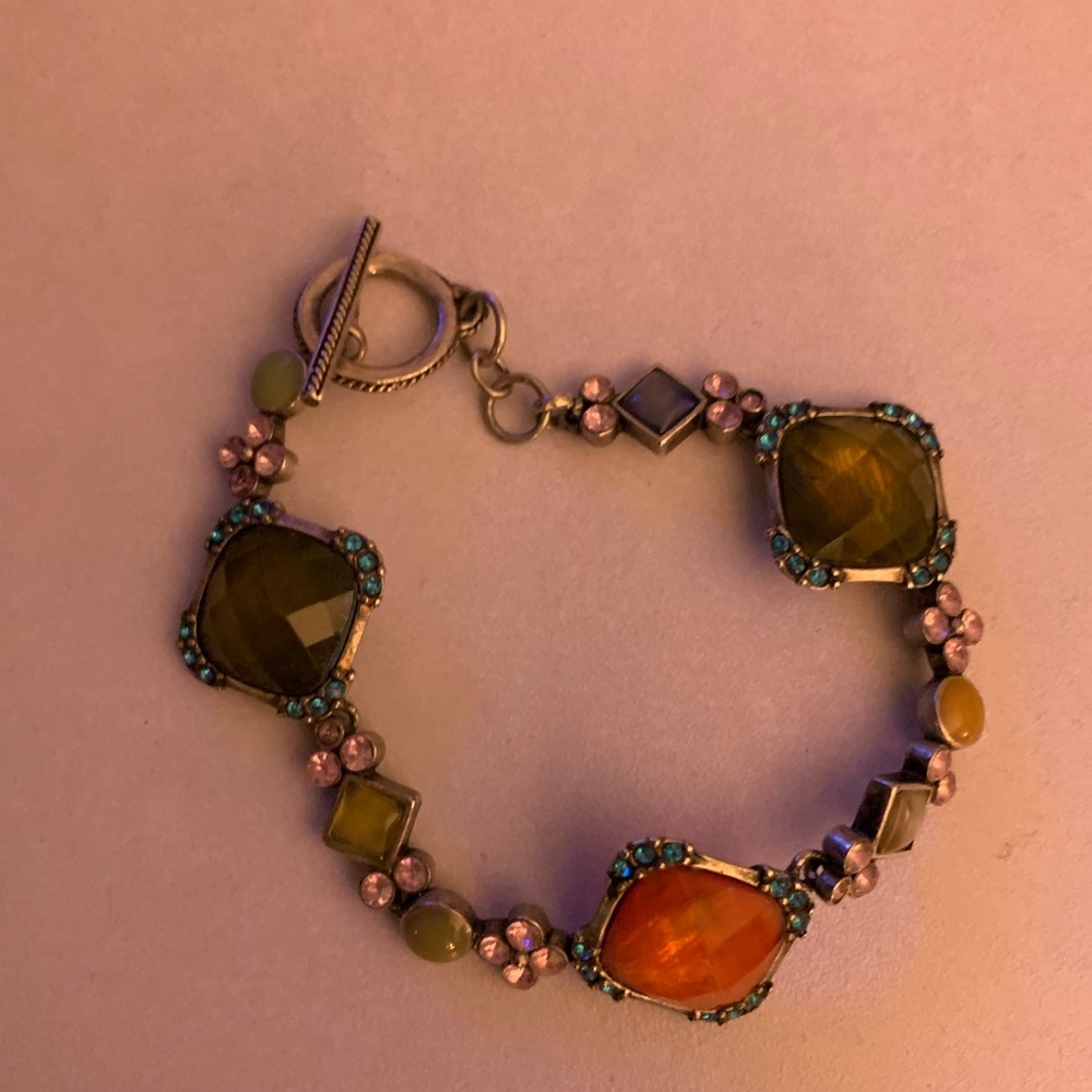 Vintage Silver Tone Beaded Bracelet